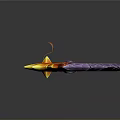 Enchanted Flaming Axe Featuring Purple Blade Brown Handle And Fire Effects