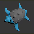 Blue Cartoon Character With Gray Bumpy Shell And Light Colored Underbelly 3d model