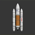 NASA ULA Rocket Model With White Orange Body And Side Boosters Design 3d model