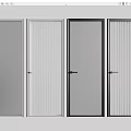 Modern Interior Doors Featuring Glass Panels Striped Designs And Black Frames 3d model