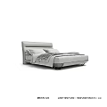 Gray Upholstered Double Bed With Modern Headboard And Soft Bedding 3d model