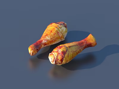 Golden Brown Roasted Chicken Drumsticks With Tender Juicy Meat And Crispy Skin 3d model