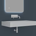 Modern Bathroom Washbasin With Wall Mounted Mirror And Faucet Design