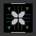 Decorative Cube Structure With Black Top Geometric Pattern Green Panels And Pink Graffiti