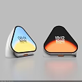 Modern Triangular Smart Clocks Showing Time And Date With Colorful Backlight And Sleek Metal Base 3d model