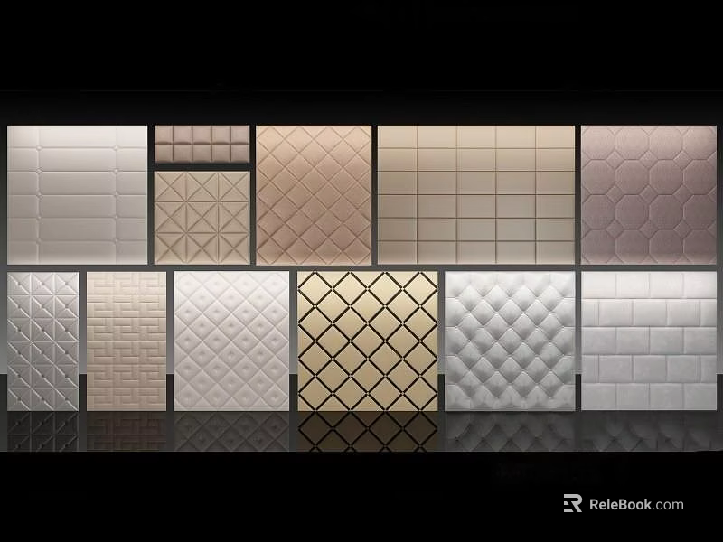Soft Upholstery Panels With Various Designs Colors And Textured Patterns For Interior Decoration 3d model 