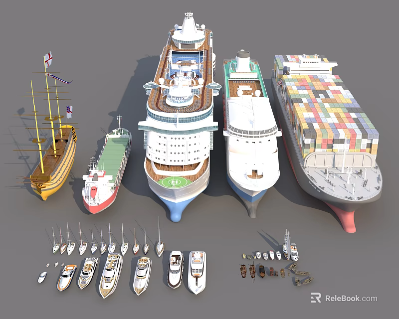 Luxury Yacht Collection Featuring Modern Design And Elegant Exterior Structures 3d model 