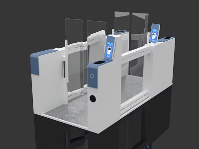 Commercial Access Control Security Gate With Digital Display And Glass Barriers 3d model