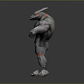 Grey Body Red Flame Pattern Standing Pose Decorative Figurine Toy With Open Arms