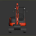 Red Kubota Crawler Excavator With Enclosed Cab And Front Bucket On Dark Surface