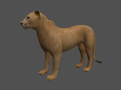 3D Lion Model With Realistic Brown Fur In Standing Pose Detailed Design 3d model