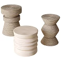 Modern Wicker And White Smooth Top Side Tables With Layered Design 3d model