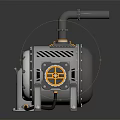 Industrial Mechanical Pump Equipment With Circular Body Yellow Gray Stand And Metal Pipe
