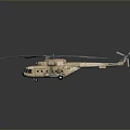 Sand Colored Transport Helicopter Model With Large Rotors And Detailed Design