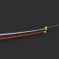 Traditional Katana Weapon With Red Scabbard Black Blade And Gold Accents