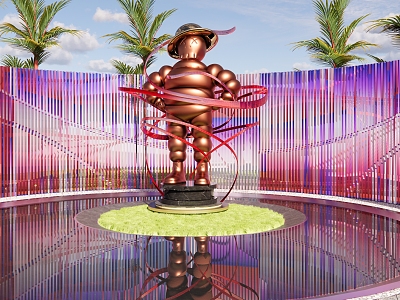 Modern city sculpture Michelin ribbon figure abstract model