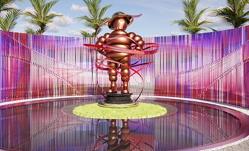 Modern city sculpture Michelin ribbon figure abstract 3d model