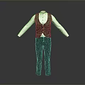 Men's Formal Clothing Set With Black Vest White Long Sleeve Shirt And Trousers