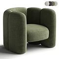 Modern Minimalist Single Sofa With Beige Linen Upholstery And Rounded Arms