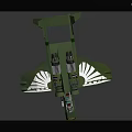 Detailed Green Spacecraft Model With Wings Engines And Cockpit Design