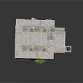 Modern Concrete Cube Structure With Recessed Green Plants And Purple Flowers