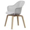 Modern Leisure Chair With Light Gray Upholstered Seat And Wooden Legs Design