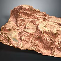 Reddish Brown Terrain Model Showcasing Mountainous Topography Detailed Surface Textures And Undulating Landforms 3d model