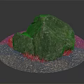 Natural Wood And Stone Decorative Element With Green Grass Around Circular Base