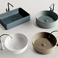 Modern Colored Washbasins in Square and Round Shapes with Faucets for Bathroom