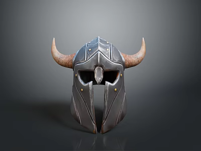 Viking Style Horned Metal Armor Helmet For Medieval Warrior Battle Gear 3d model