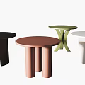 Modern Stylish Round Side Tables With Different Leg Designs And Colors 3d model