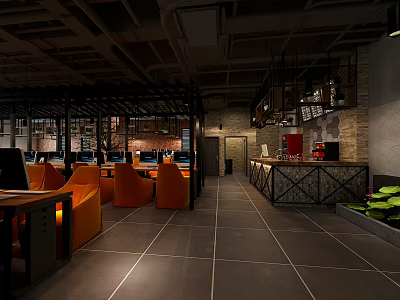 Industrial LOFT Internet Cafe Internet Cafe 3d model