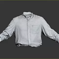 Light Blue Casual Collared Shirt With Button Front Chest Pocket And Rolled Sleeves