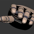 Robotic Arm With Pink Palm And Metal Joints On Gray Background 3d model