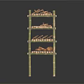 Bamboo Multi Tier Shelf With Various Items For Storage And 3d model
