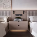 Hotel Guest Room Interior With Twin Beds Bedside Lamps Wall Art And Wooden Flooring
