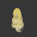 Game Movie Character with White Long Wavy Hair Back View on Dark Background With Reflection