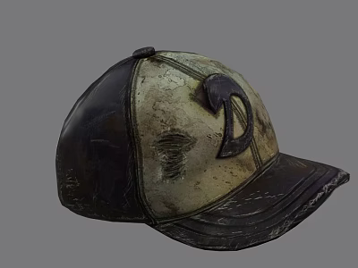 Vintage Worn Baseball Cap With Black Beige Design And D Logo 3d model