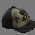 Vintage Worn Baseball Cap With Black Beige Design And D Logo