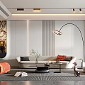 Modern Living Room Interior Design With Sofa Floor Lamp And Decorative Pillows