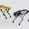Smart Machine Quadruped Robot Dogs Design With Yellow And Gray Exterior Sleek Structure Features