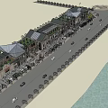 Commercial Street With Modern Architecture Glass Windows Shops Trees And Pedestrians