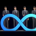 Activation Device with Blue Glowing Infinity Symbol Activated by Men in Suits