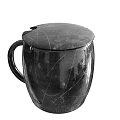 Black Ceramic Mug With Cracked Texture Lid And Smooth Handle Design