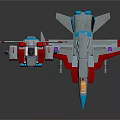 Colorful Robot Figure And Sleek Airplane Model Standing With Red White Blue Design