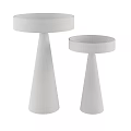Modern Side Tables With Transparent Glass Tops And Golden Cone Bases