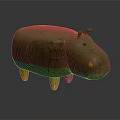 Hippo Shaped Green Sofa Stool With Yellow Legs And Nose