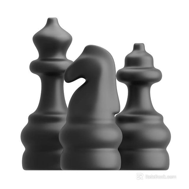 High Quality Black Chess Pieces Set Durable Sports Equipment for Board Games 3d model 