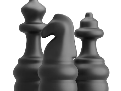 High Quality Black Chess Pieces Set Durable Sports Equipment for Board Games 3d model