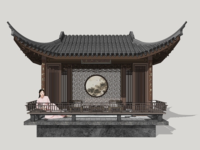 Chinese style pavilion garden pavilion leisure pavilion 3d model